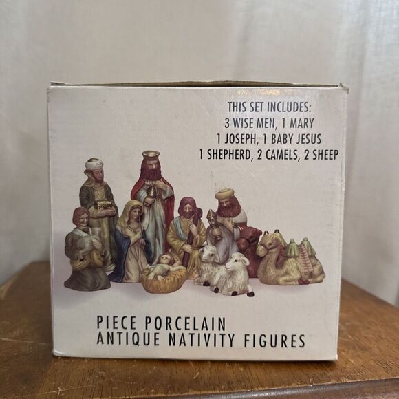 Vintage Seasonal Specialties Classic Ceramic Nativity 11pc Nativity Set With Box - Picture 8 of 9